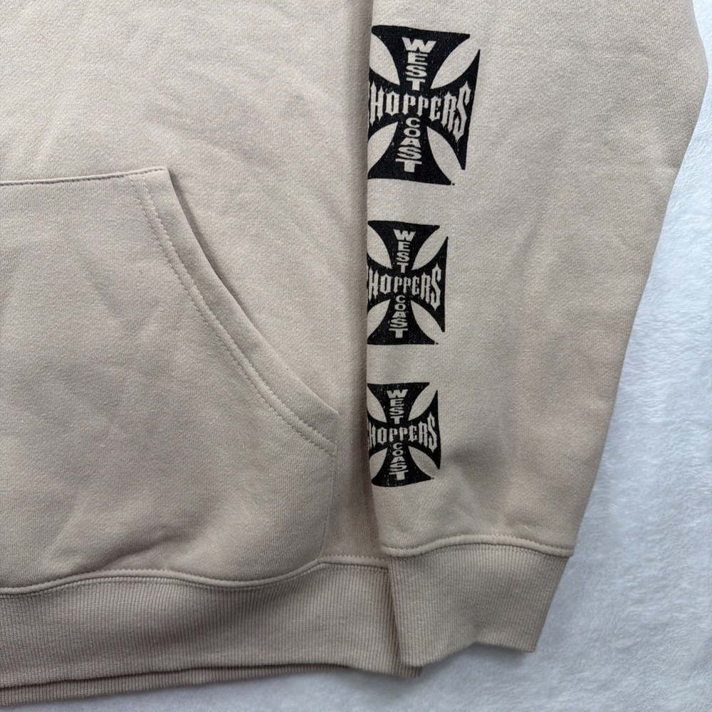 West Coast Choppers Authentic Cross Y2K Tan Hoodie Pullover Sweatshirt Small - Picture 4 of 8